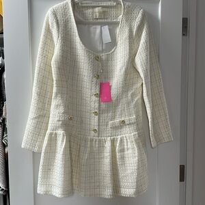 Amanda up Richard White and gold dress